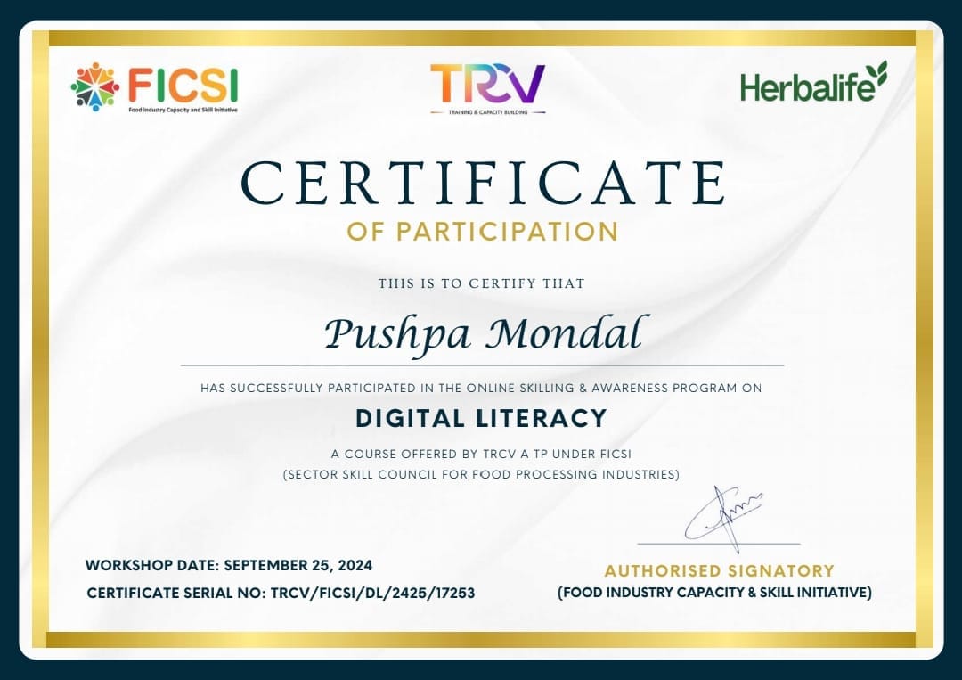 FICSI Digital Literacy certificate