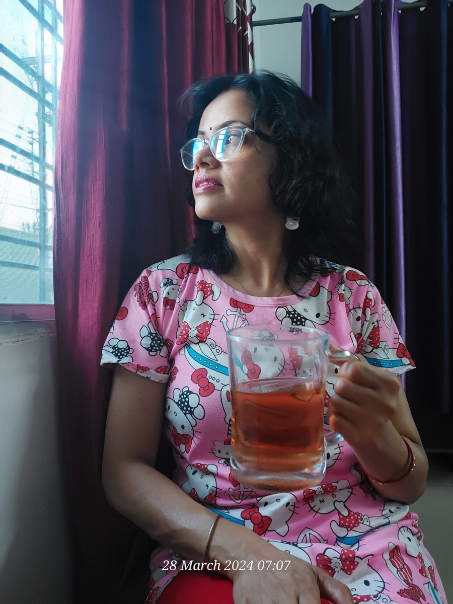 Pushpa enjoying a quiet, healthy morning