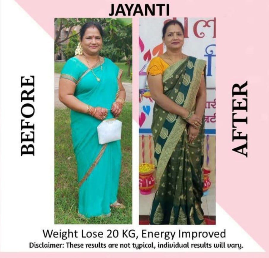 Jayanti — before and after losing 20 kg