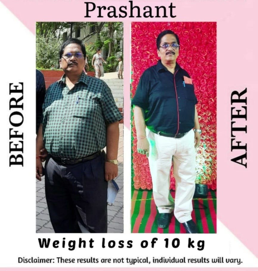 Prashant — before and after losing 10 kg