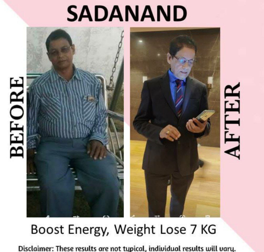 Sadanand — before and after losing 7 kg
