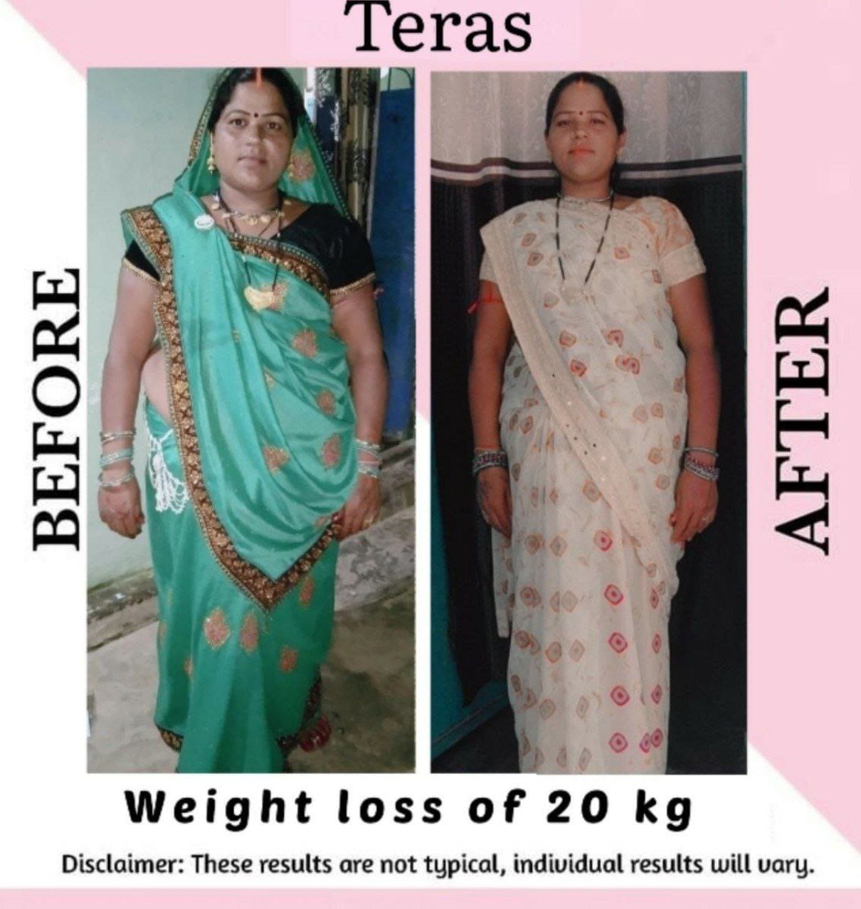 Teras — before and after losing 20 kg